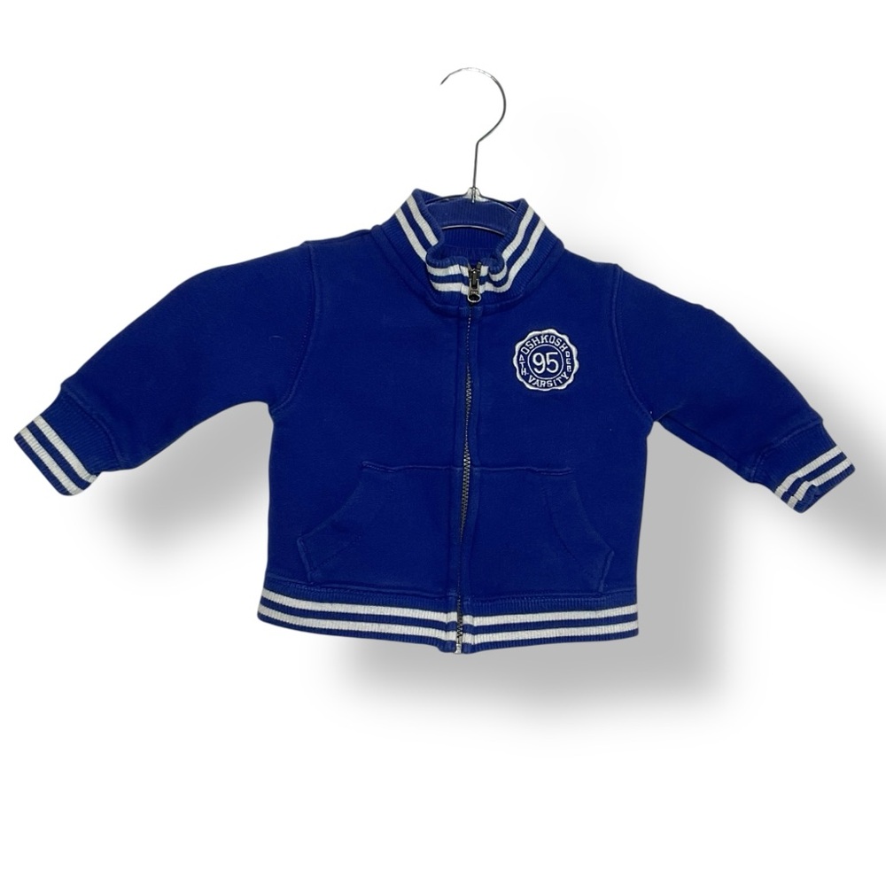 OshKosh B’Gosh Varsity Jacket Blue White Zip  Sweatshirt‎ Sport Boys Size 6 Mos